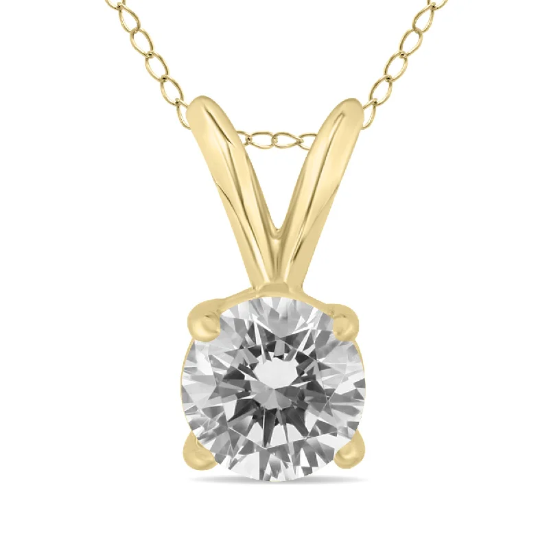 Exclusive Gemstone Jewelry At Special Prices Save Big Ags Certified 3/4 Carat Round Diamond Solitaire Pendant In 14K Yellow Gold