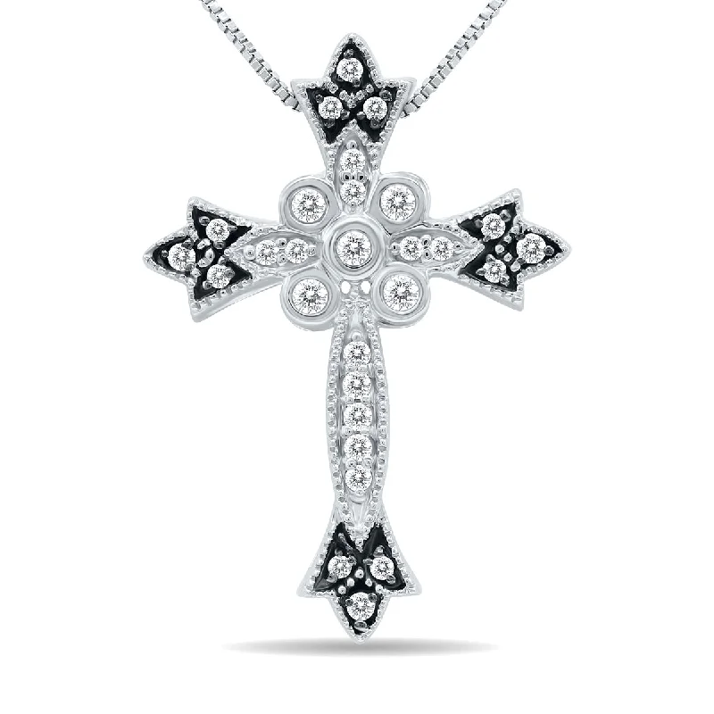 Limited-Stock Jewelry Sale – Once It's Gone, It's Gone Fashion-Forward 1/4 Carat Tw Diamond Cross Pendant With Black Rhodium In .925 Sterling Silver