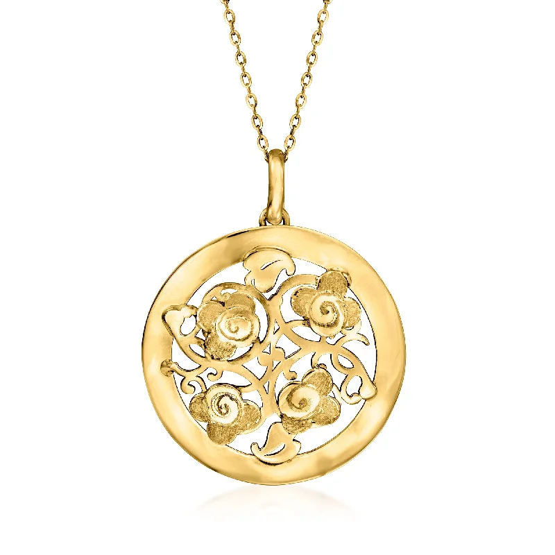 The Perfect Accessory For Less – Jewelry Sale Live Relaxed Style Ross-Simons Italian 18kt Yellow Gold Floral Pendant