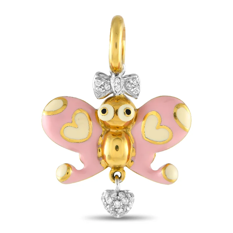 Buy More, Save More On Stunning Jewelry Pieces Trendy Pulse Aaron Basha 18K Yellow Gold Diamond and Enamel Butterfly Charm AB45-111324