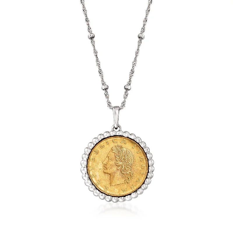 Limited-Stock Jewelry Sale – Shop Before It's Gone Avant-Garde Style Promotions Ross-Simons Italian Genuine 20-Lira Coin Pendant Necklace in Sterling Silver