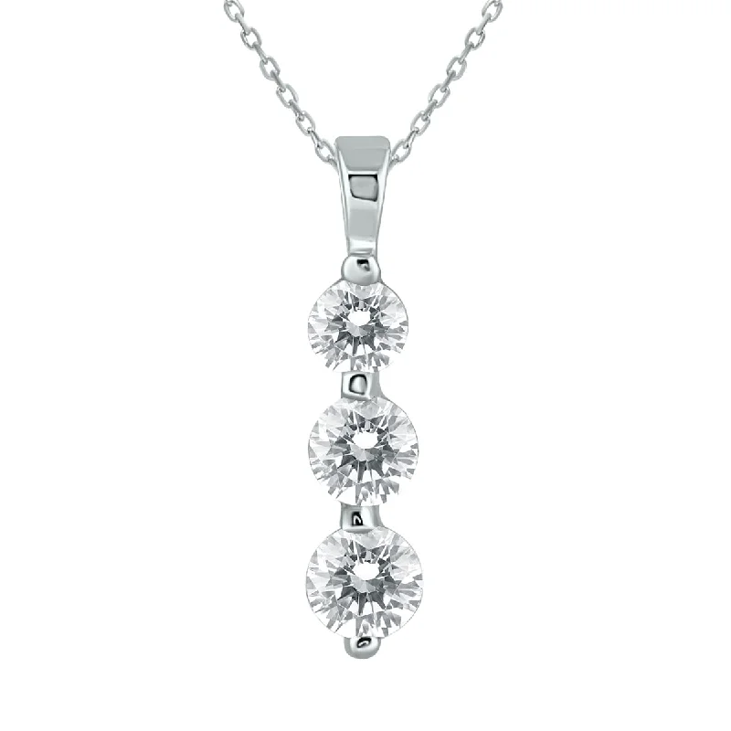 Luxury Jewelry At Unbeatable Discounts Clearance Event 1 Carat Tw Three Stone Diamond Pendant In 14K White Gold