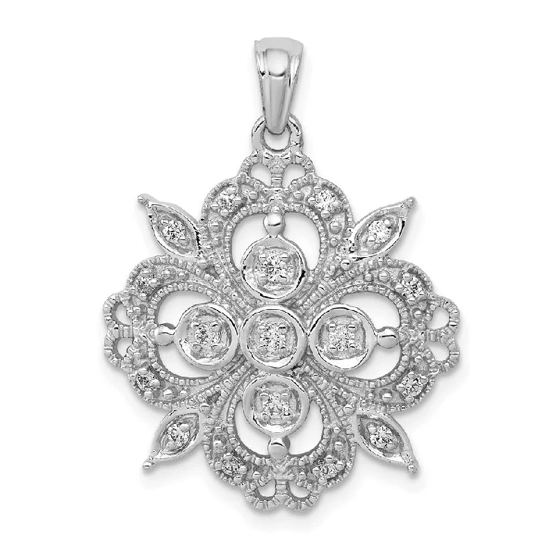 Elegant Rose Gold Jewelry For A Stylish Touch Special Offers 14K White Gold Lab Grown Diamond Filigree Pendant (0.24ct, VS, G-H)