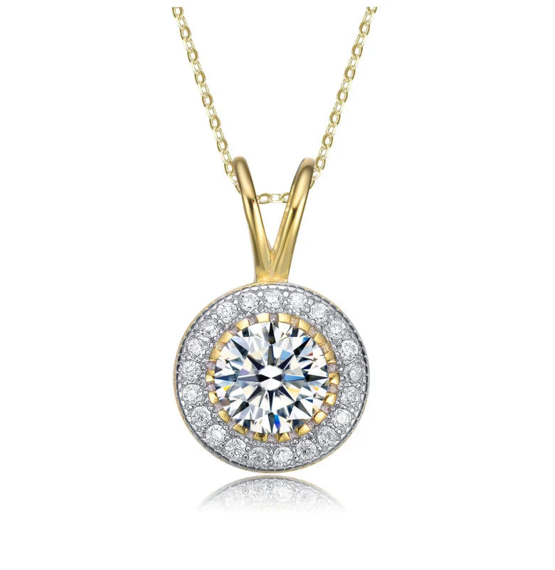 High-End Jewelry, Now More Affordable Than Ever Big Savings Classy Round Pendant Necklace with Clear Cubic Zirconia