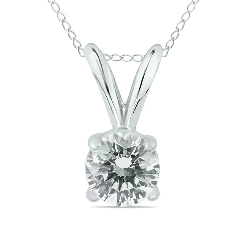 Handcrafted Jewelry Sale – Unique Designs At Low Prices Hot Styles Ags Certified 1/3 Carat Round Diamond Solitaire Pendant In 14K White Gold