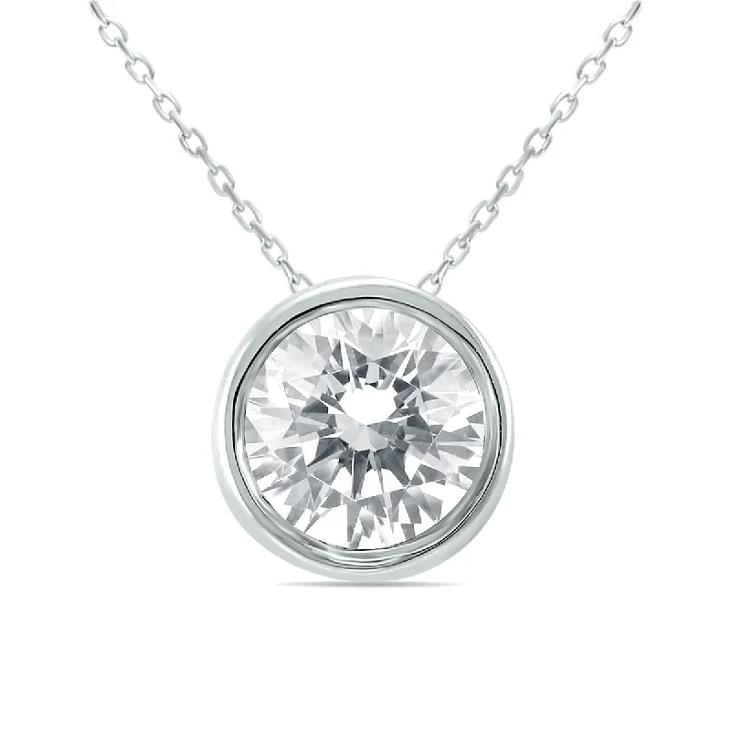 Elegant Jewelry, Exclusive Prices – Shop Now Exclusive Discount Ags Certified 3/4 Carat Diamond Bezel Pendant In 14K White Gold