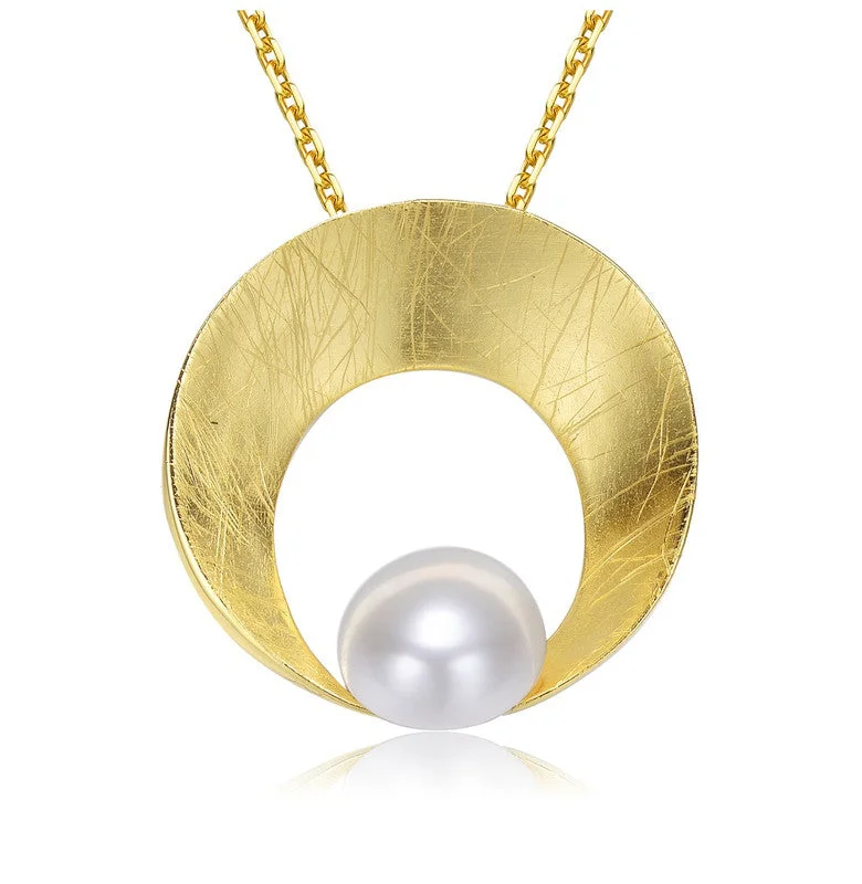 Glamorous Jewelry, Glamorous Deals – Shop Now Luxury Fashion Discounts GENEVIVE Sterling Silver Gold Plated Freshwater Pearl Open Pendant Necklace