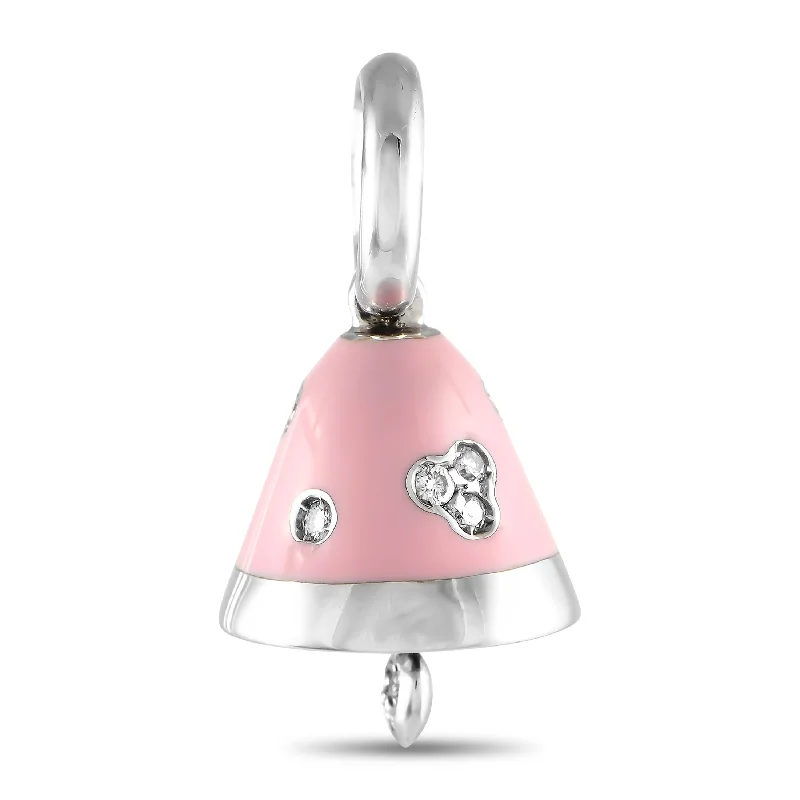 Flash Sale On Exquisite Jewelry – Don't Miss Out The Latest Fashion Trends Aaron Basha 18K White Gold Diamond and Pink Enamel Bell Charm AB50-111324