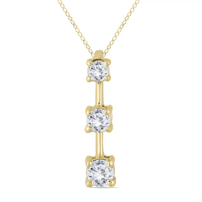 Chic, Trendy, And Affordable Jewelry Sale Sophisticated Fashion Ags Certified 1/2 Carat Tw Three Stone Diamond Pendant In 10K Yellow Gold