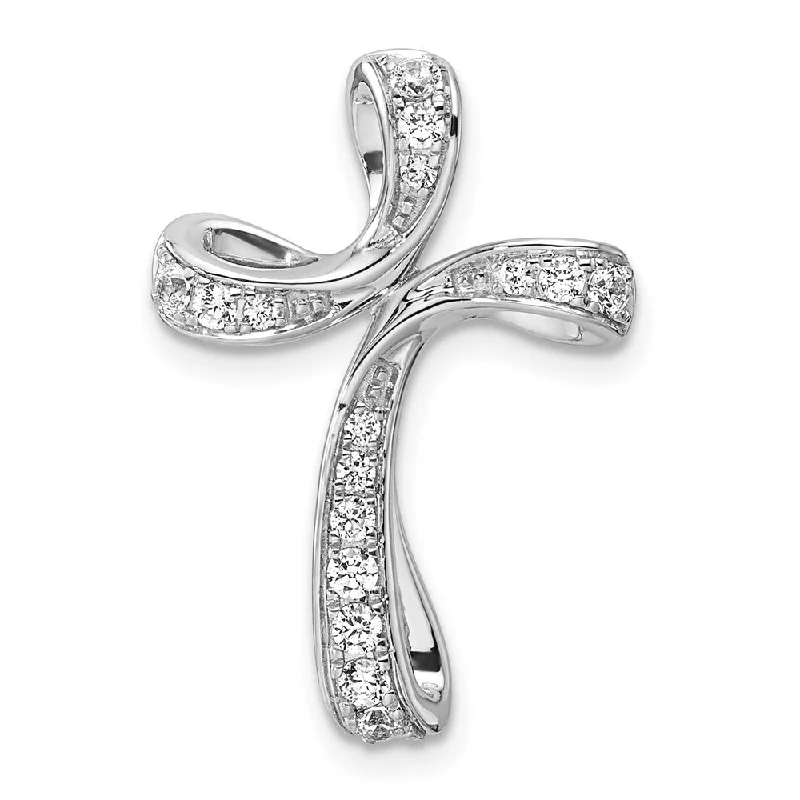 Affordable Luxury Jewelry For Every Occasion Unleash Your Fashion 14K White Gold Lab Grown Diamond Cross Chain Slide Pendant (0.3ct, VS, G-H)