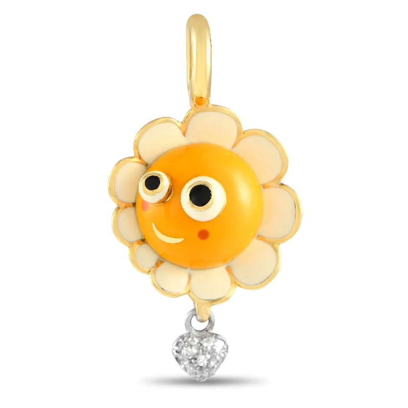 Upgrade Your Jewelry Collection For Less Shop Sale Items Aaron Basha 18K Yellow Gold Diamond and Enamel Sunflower Charm AB46-111324