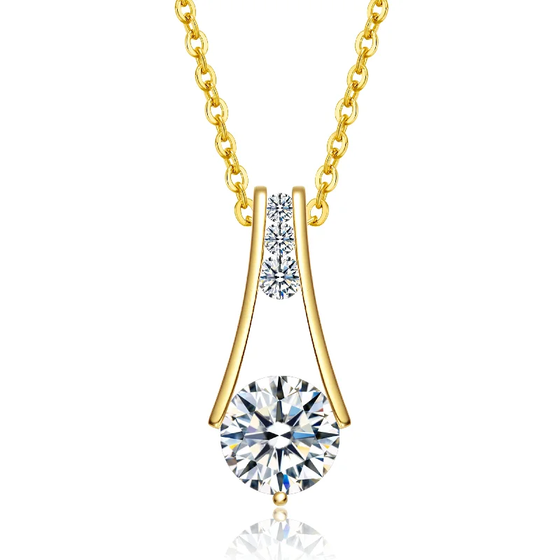 Jewelry Clearance Event – Stock Up Before It's Over Unbeatable Deals Sterling Silver 14k Yellow Gold Plated with 1.50ctw Lab Created Moissanite Trapeze Necklace