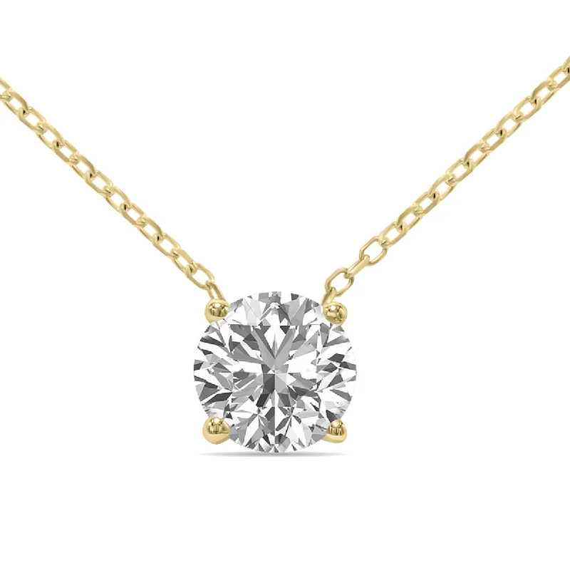 Luxury Jewelry Without The Luxury Price Tag Classic Chic Deals Lab Grown 3/4 Carat Floating Round Diamond Solitaire Pendant In 14K Yellow Gold