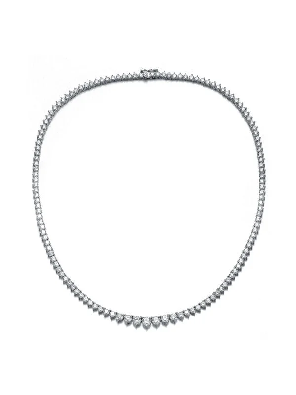 Customized Silver Jewelry For Unique Style Additional Time-Limited Offers Graduated Tennis Chain Necklace with Clear Cubic Zirconia