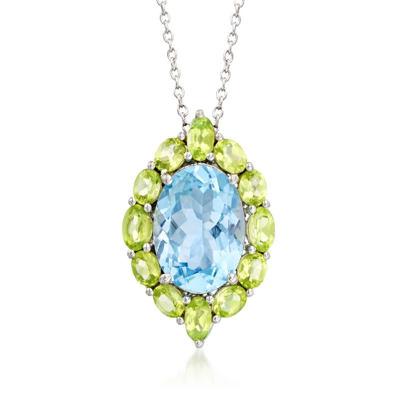 Limited Stock On Premium Jewelry At Low Prices The Latest Trends Ross-Simons Blue Topaz and Peridot Pendant Necklace in Sterling Silver