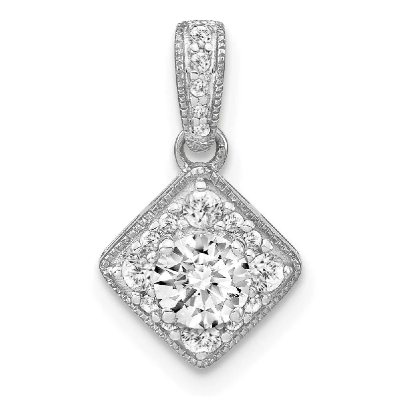 Exclusive Jewelry Bundles At Discounted Prices Unbeatable Deals 14K White Gold Lab Grown Diamond Square Vintage Pendant (0.51ct, VS, G-H)