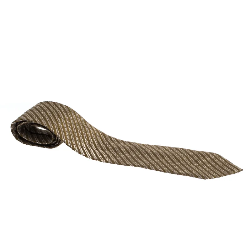 Exclusive Jewelry Bundles At Discounted Rates Chic Trend Collection Giorgio Armani Vintage Olive Green Jacquard Traditional Silk Tie