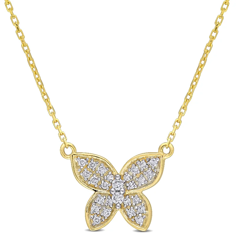 Grab Your Dream Jewelry At The Lowest Prices Trend Forward Threads 1/8 CT TW Diamond Butterfly Pendant with Chain in 10K Yellow Gold