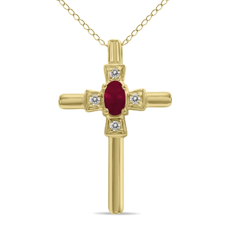 Shop Jewelry That Shines Without The High Price Season Sale Ruby And Diamond Cross Pendant 10K Yellow Gold