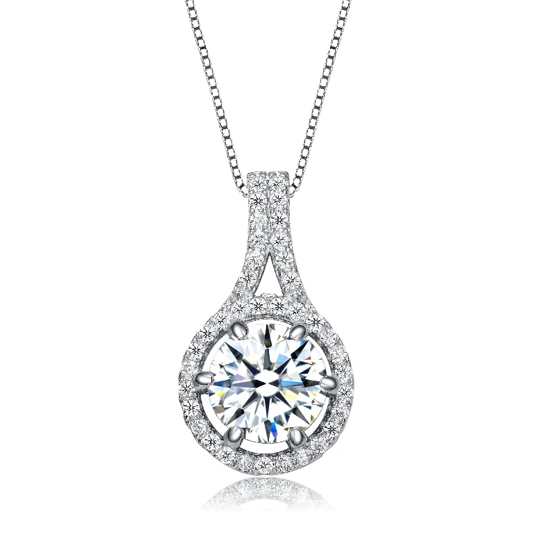 Last Chance To Shop High-End Jewelry At Markdown Prices Elevated Casual Discounts GENEVIVE Sterling Silver Cubic Zirconia Drop Pendant Necklace