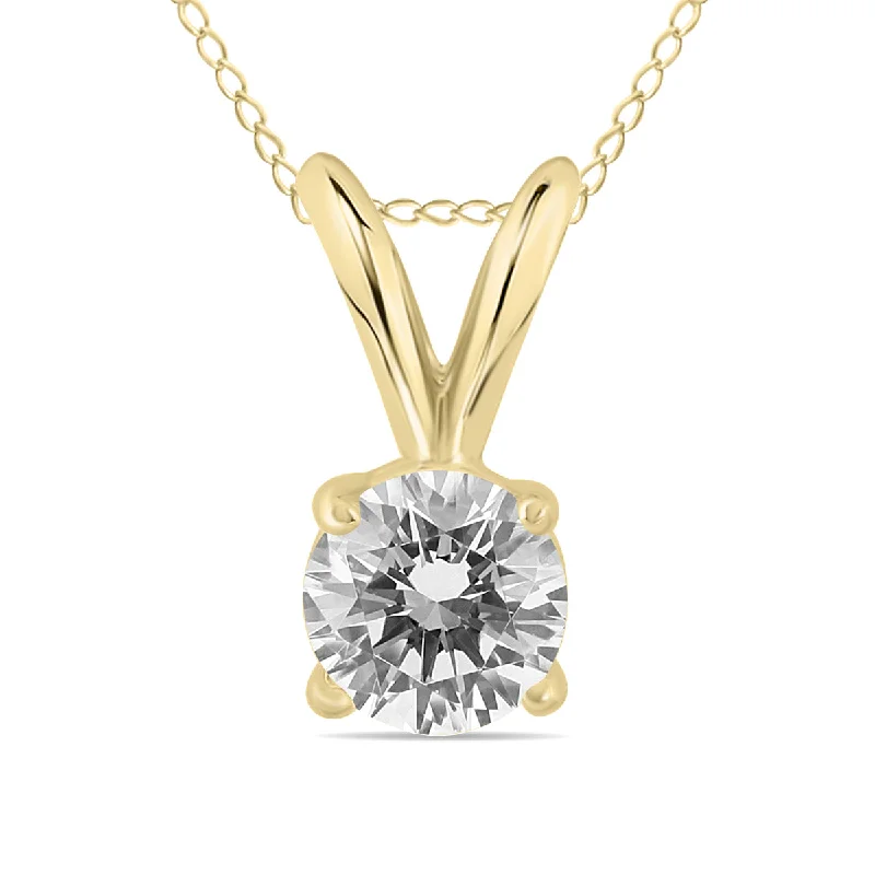 Special Sale On Handcrafted Jewelry – Shop Today Luxury Fashion Ags Certified 1/3 Carat Round Diamond Solitaire Pendant In 14K Yellow Gold