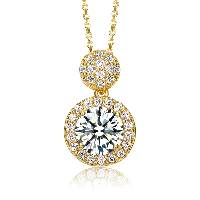 Shine In Style – Shop Jewelry Discounts Today Shop The Hottest Deals GENEVIVE Sterling Silver Gold Plated Cubic Zirconia Halo Cluster Necklace