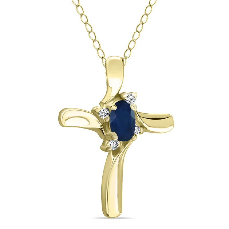 Last Chance To Grab Your Favorite Jewelry At A Discount Latest Fashion Sapphire Cross Diamond Pendant 10K Yellow Gold