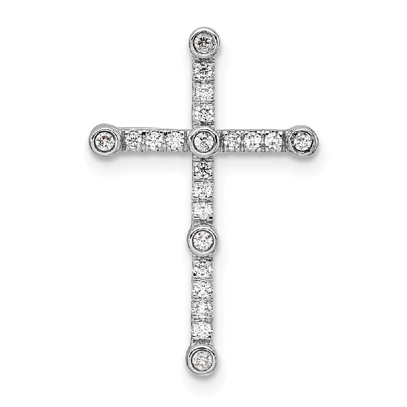 Trending Jewelry Styles Now At Limited-Time Discounts Step Ahead, Lead The Trend 14K White Gold Lab Grown Diamond Cross Chain Slide Pendant (0.2ct, VS, G-H)