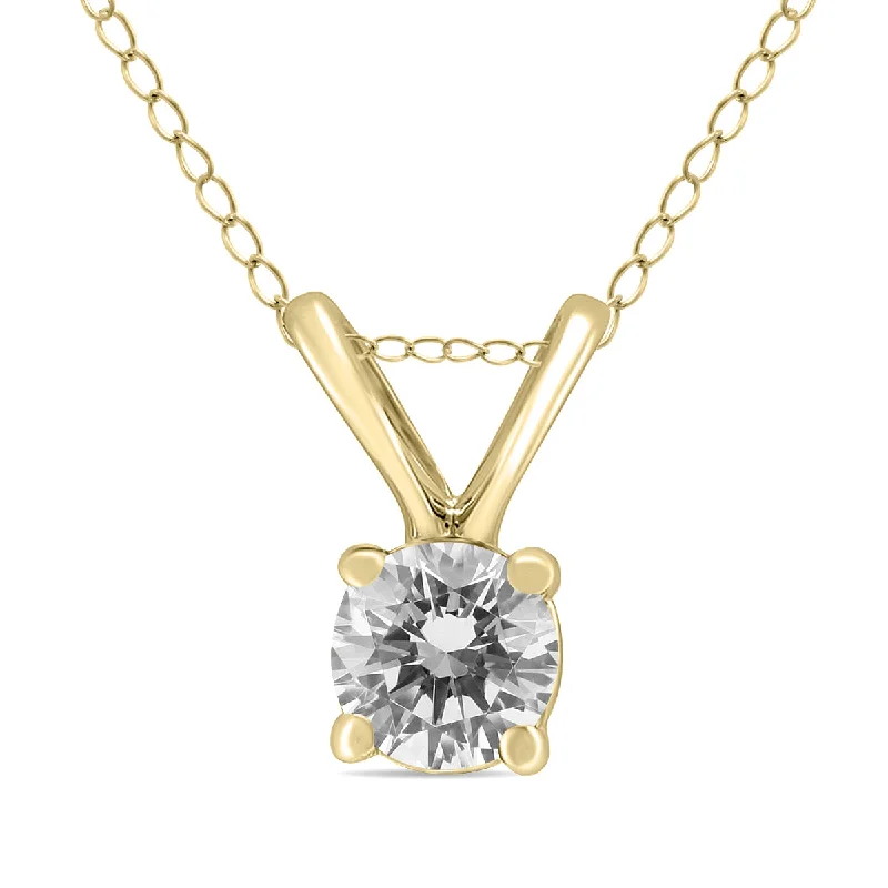 Exclusive Jewelry Offers – Shine For Less Holiday Glam 1/4 Carat Round Diamond Solitaire Pendant In 14K Yellow Gold