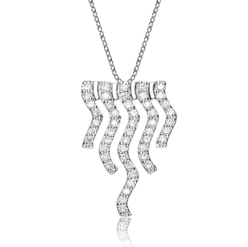 Accessorize For Less – Luxury Jewelry At Affordable Prices Discover Now GENEVIVE Sterling Silver Cubic Zirconia Zig Zag Necklace