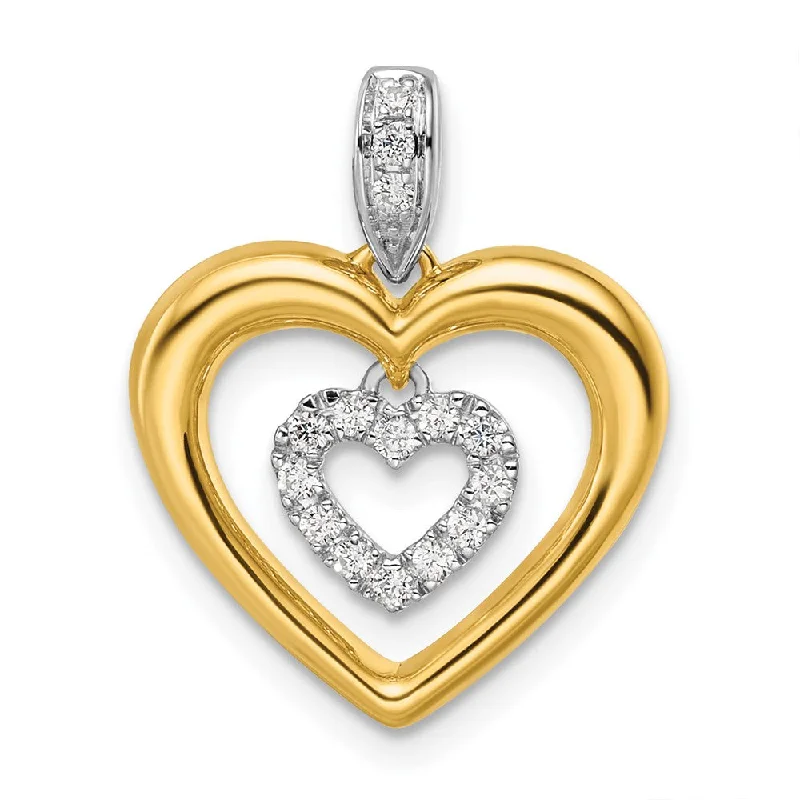 Versatile Layering Jewelry For Effortless Chic Hot Items 14K Two-Tone Gold Lab Grown Diamond Dangle Heart in Heart Pendant (0.15ct, VS, G-H)