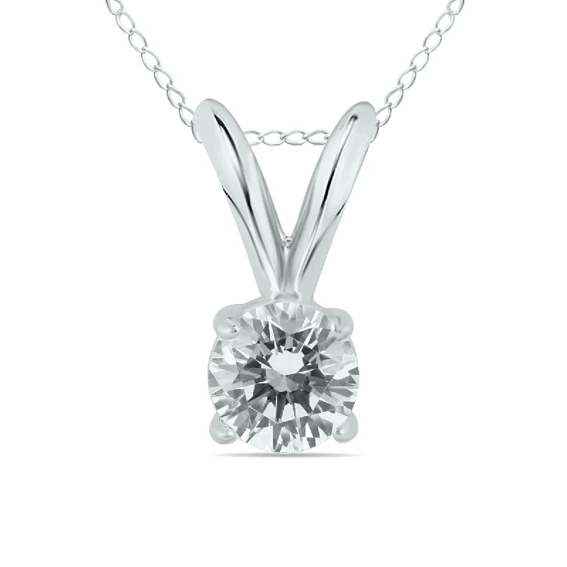 Limited-Time Offer On Elegant Jewelry Pieces Limited Styles 1/5 Carat Round Diamond Solitaire Pendant In 14K White Gold