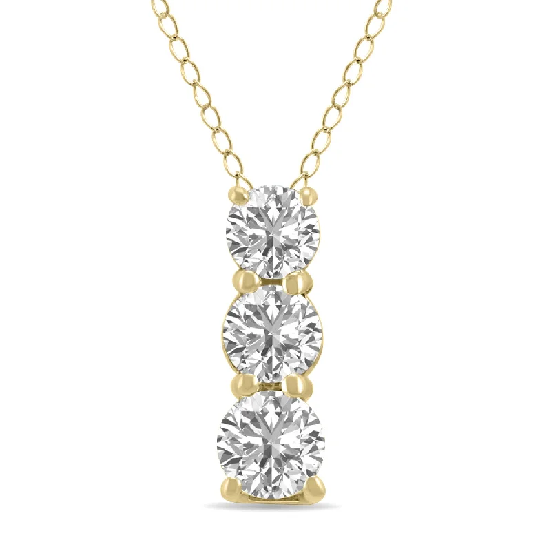 Huge Savings On Timeless Jewelry Collections Budget-Friendly Fashion 1/2 Ctw Lab Grown Diamond Three Stone Pendant In 14K Yellow Gold