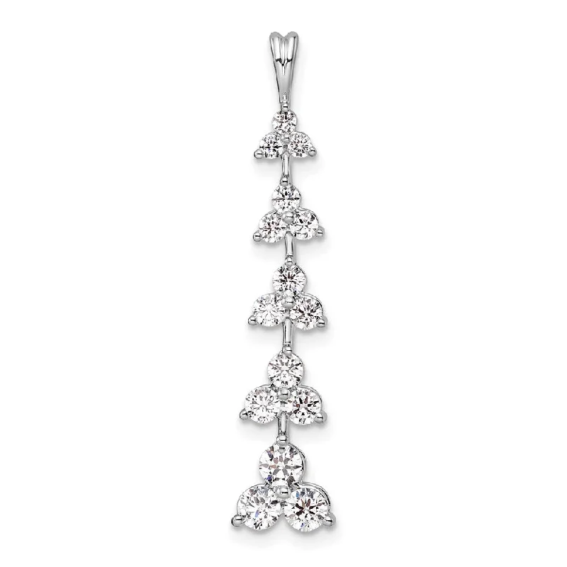 Exclusive Jewelry Offers – Shine For Less Bid Farewell To The Old Season 14K White Gold Lab Grown Diamond Five 3-Stone Clusters Pendant (1ct, VS, G-H)