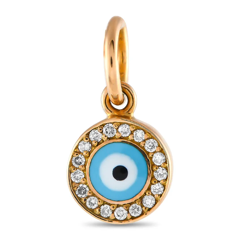 Special Offers On Handcrafted And Designer Jewelry Trendy Threads Aaron Basha 18K Rose Gold Diamond and Enamel Evil Eye Charm AB24-111124