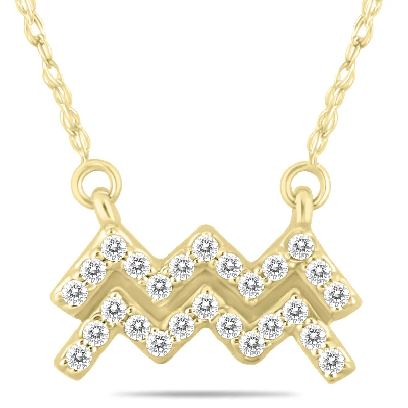 Must-Have Jewelry Pieces At Reduced Prices Contemporary Fashion Sale 1/5 Carat Tw Diamond Aquarius Zodiac Pendant 10K Yellow Gold