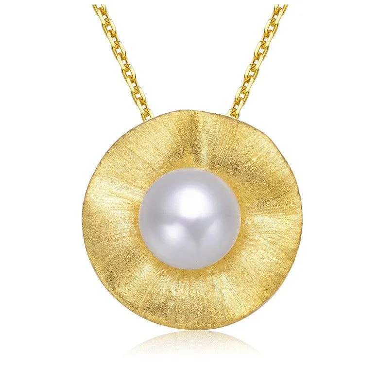 Your Dream Jewelry At Dream Prices – Shop Now Buy More, Save More Sterling Silver 14k Gold Plated with Genuine Freshwater Pearl Curvy Pendant Necklace