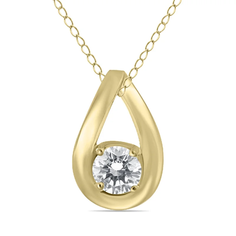 Seasonal Jewelry Deals – Elevate Your Style Trendy Styles 1/2 Ctw Tear Drop Natural Diamond Solitaire Pendant In 10K Yellow Gold