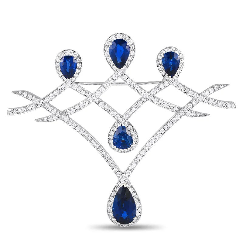 The Biggest Jewelry Sale Of The Year Is Here Summer Fashion LB Exclusive 18K White Gold 3.87ct Diamond and Sapphire Brooch MF19-122024