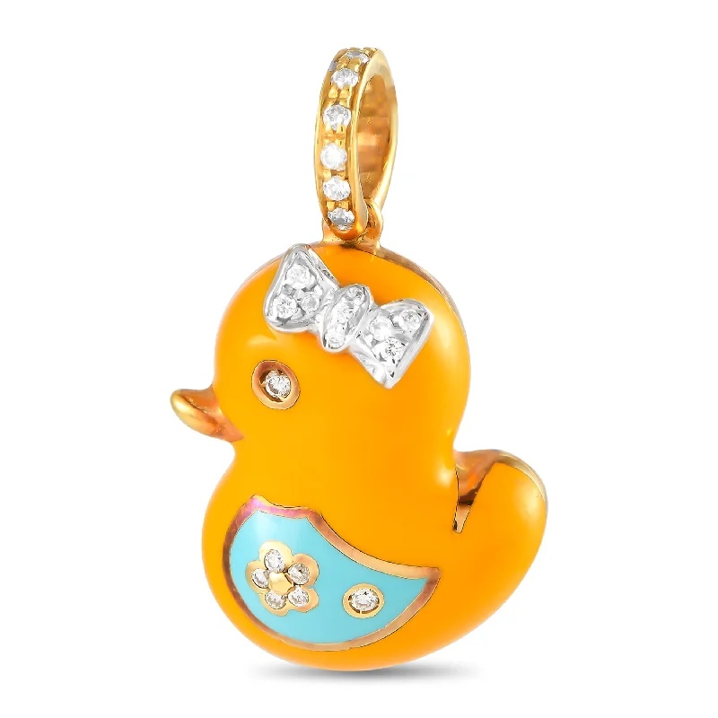 Stunning Jewelry Pieces At The Lowest Prices Ever Hot Picks Aaron Basha 18K Yellow Gold Diamond and Enamel Rubber Duckie Charm AB47-111324