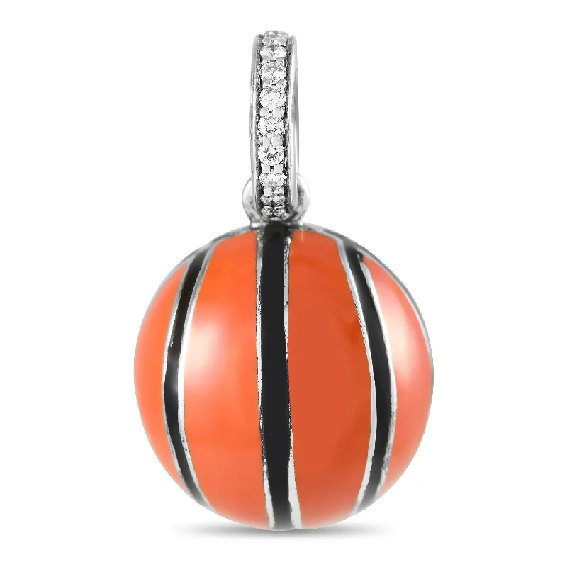 Breathtaking Jewelry At Limited-Time Savings Sustainable Fashion Extravaganza Aaron Basha 18k White Gold Diamond Enamel Basketball Charm AB49-111324