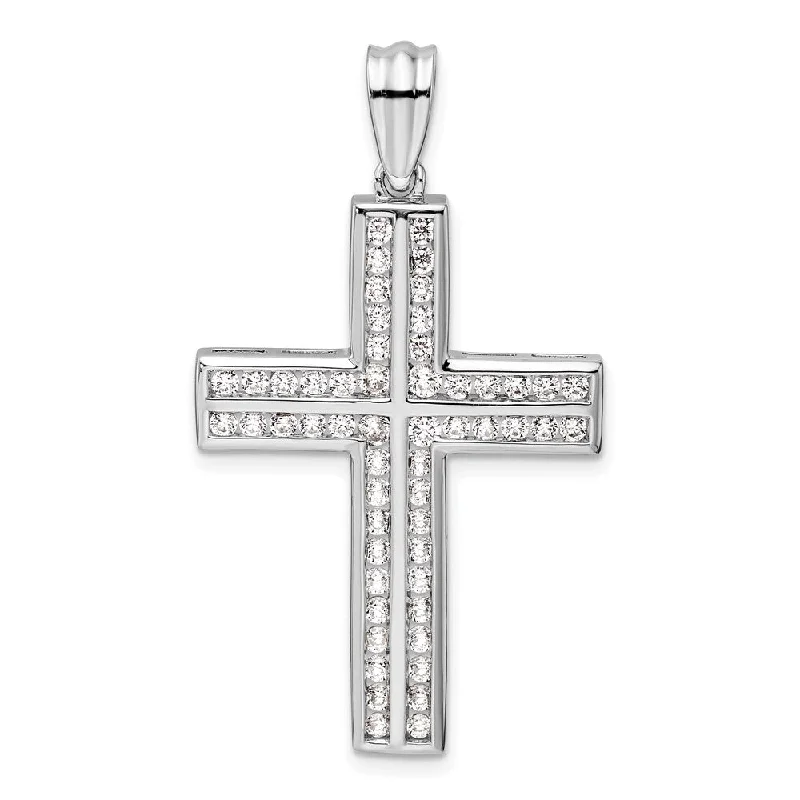 Unique Jewelry Designs Now At Discounted Rates Explore What'S New 14K White Gold Lab Grown Diamond Double Cross Pendant (1ct, VS, G-H)