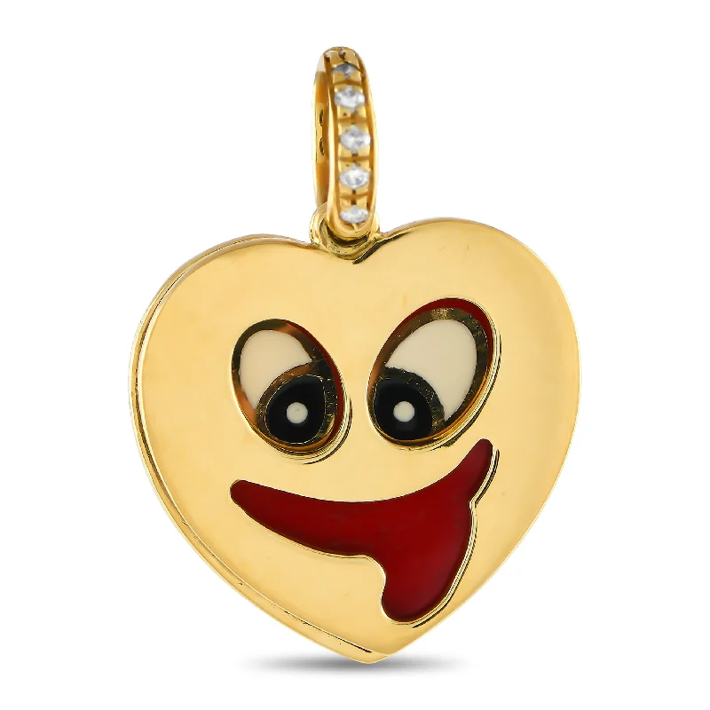 Exclusive Jewelry Sale – Limited-Time Discounts Fall Sale, Prices Drop Aaron Basha 18K Yellow Gold Diamond and Enamel Heart Charm AB09-111824