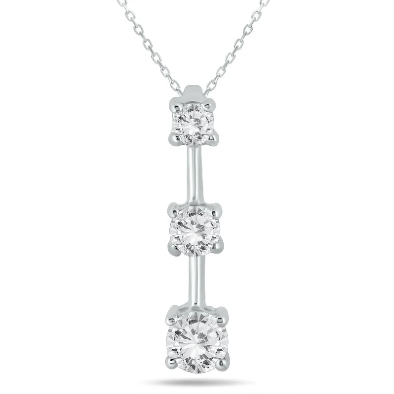 Shop Dazzling Jewelry At The Best Prices Trend Leading Collection 1 Carat Tw Three Stone Diamond Pendant In 14K White Gold