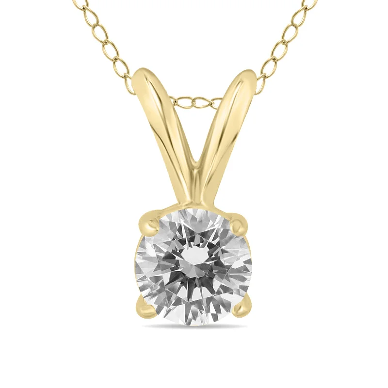 Upgrade Your Jewelry Collection For Less Chic & Modern Sales 3/8 Carat Diamond Solitaire Pendant In 14K Yellow Gold