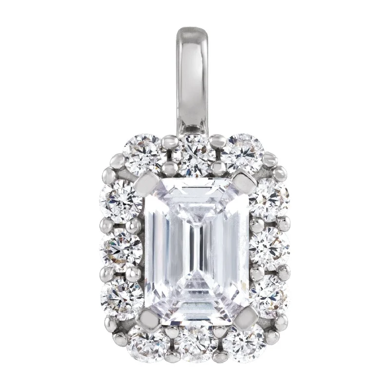 High-Quality Jewelry At A Fraction Of The Cost Limited Styles 14k White Gold 1 1/2ct Lab-Grown Diamond Halo-Style Pendant