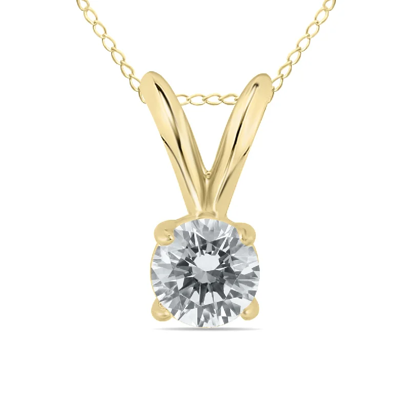 Luxury Meets Affordability – Jewelry Sale Now Live Evening Elegance 1/7 Carat Round Diamond Solitaire Pendant In 14K Yellow Gold