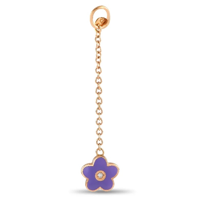 Unmissable Deals On Handmade Jewelry Collections Mega Sales Aaron Basha 18K Rose Gold Diamond and Enamel Purple Flower Charm Pendant AB1919-111824