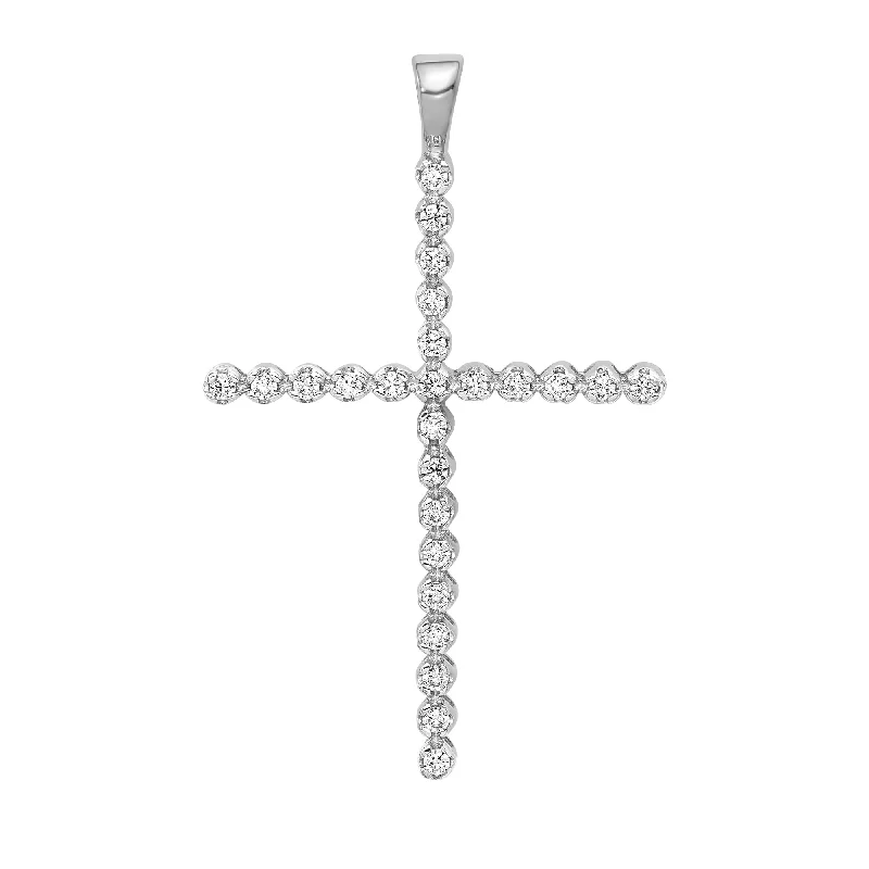 Personalized Jewelry At Special Discount Rates Huge Price Cut 14K White Gold Lab Grown Diamond Cross Pendant (0.25ct, VS, G-H)