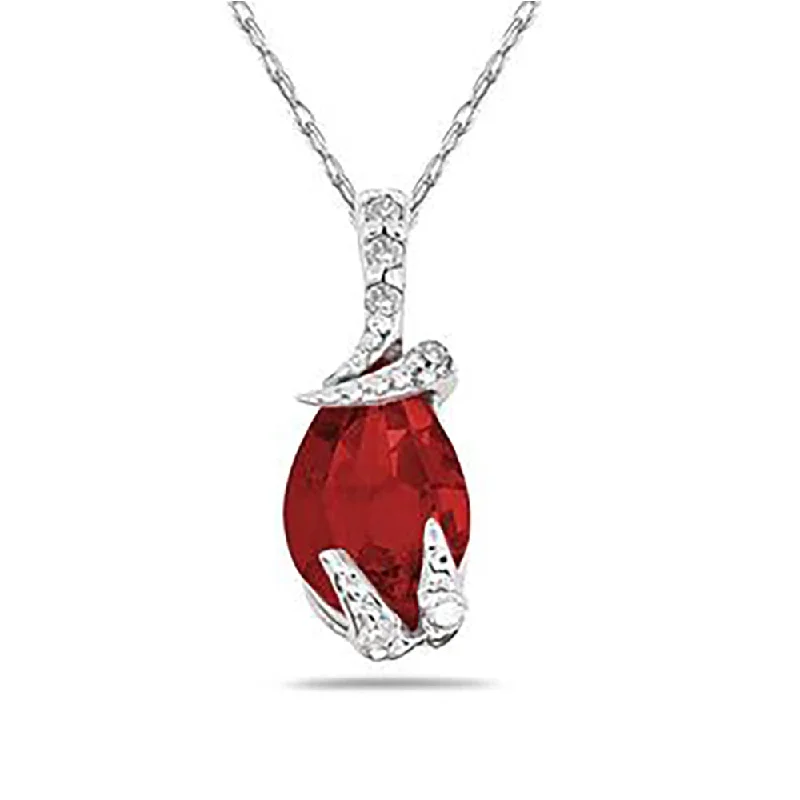 Timeless Jewelry At Special Discount Rates Hot Trends Pear Shaped Ruby And Diamond Pendant In 10K White Gold